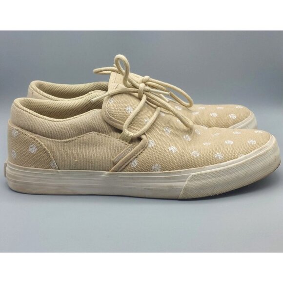 Men's Supra Canvas Tan Skate Sneaker Sz 7 Low Tops Polka Dots - Picture 5 of 13